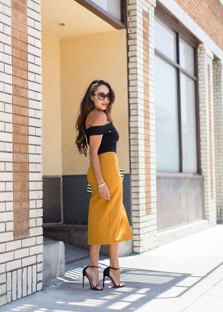 how to wear off the shoulder top - vibrant midi dress