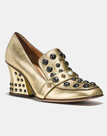 Coach Bejeweled Metallic Loafers Pumps