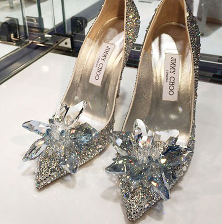 Jimmy Choo cinderella glass slipper with crystal-covered pointy toe pumps