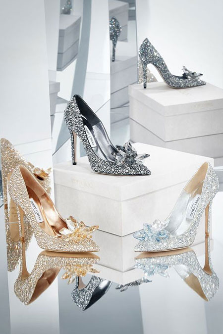 Jimmy Choo cinderella glass slipper with crystal-covered pointy toe pumps