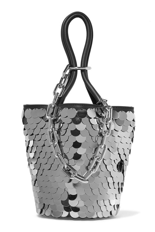 ALEXANDER WANG Roxy mini paillette-embellished leather bucket bag