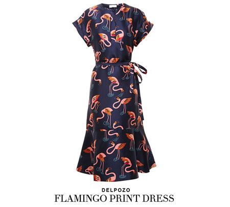 Delpozo flamingo print dress
