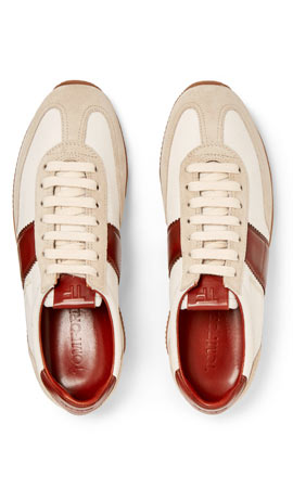 Tom Ford Leather and Suede-Panelled Canvas Sneakers