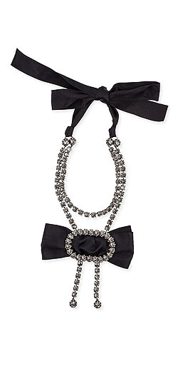 Lanvin Black Bow Crystal Pendant Necklace