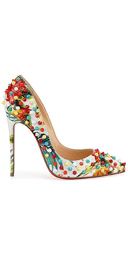 Christian Louboutin Follies Spiked Floral 120mm Red Sole Pump