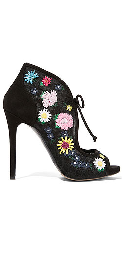 TABITHA SIMMONS Dusty Meadow floral-embroidered lace and suede sandals