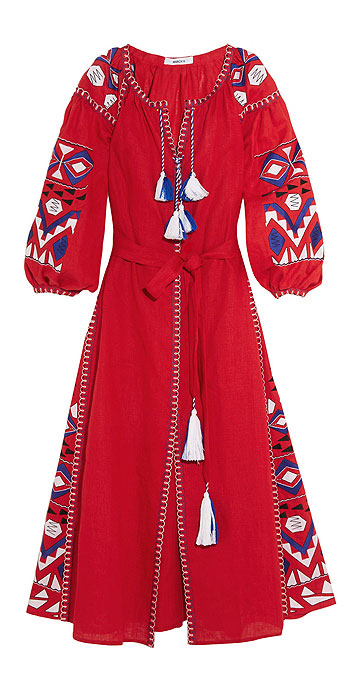 MARCH11 Kilim embroidered linen maxi dress