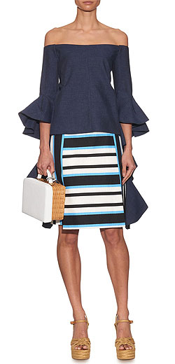 DOLCE & GABBANA Tri-colour striped A-line skirt