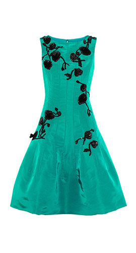 OSCAR DE LA RENTA Sequin-embellished silk-faille dress