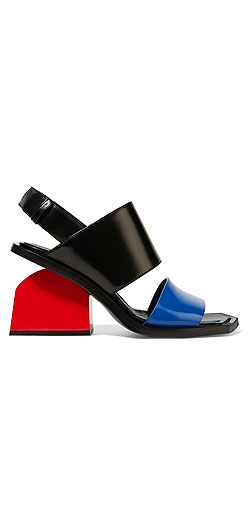 MARNI Color-block glossed-leather slingback sandals