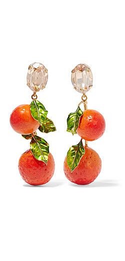 DOLCE & GABBANA Gold-plated, Swarovski crystal and enamel clip earrings