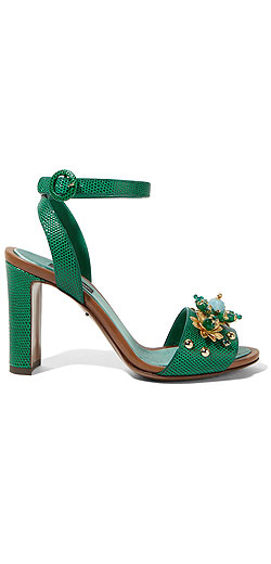 DOLCE & GABBANA Embellished lizard-effect leather sandals