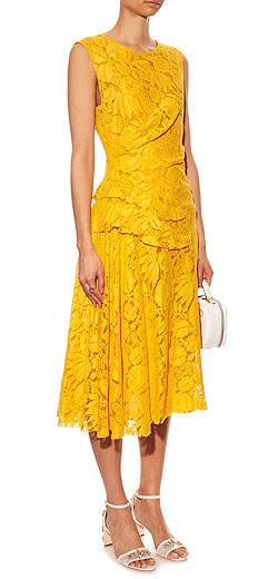 OSCAR DE LA RENTA Sleeveless fruit-lace dress
