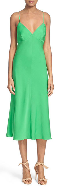 Milly Stretch Silk Green Slip dress