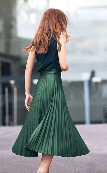 Pleated Midi Skirt Outfit | Lovika