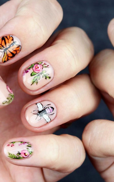 50 Must-Try Nail Art Ideas for Spring | Lovika #simple #flowers #bright