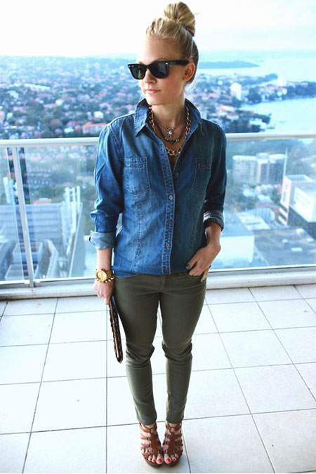 How to wear a denim shirt outfit in spring and summer | Lovika #OOTD