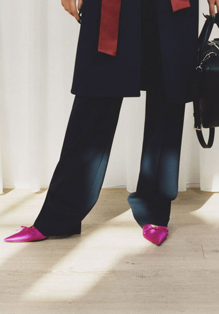 Balenciaga pointy-toe satin mules | Lovika #heels #flat