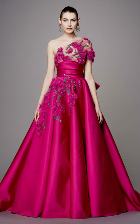 LOVIKA | Marchesa Pre-Fall 2017 Evening Gowns and Dresses #floral #red