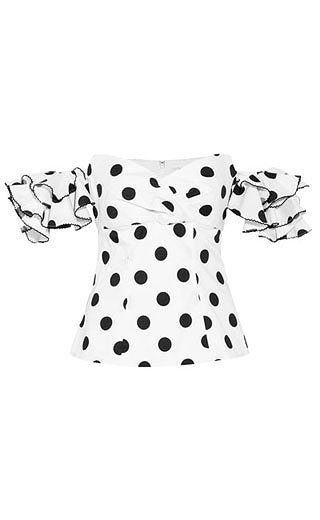 LOVIKA | Polka dot off-the-shoulder top #clothing #outfit #trending