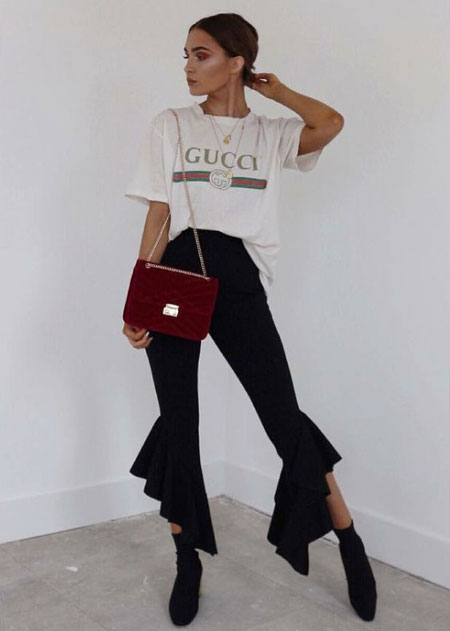 Gucci t-shirt outfit ideas #outfits #ootd