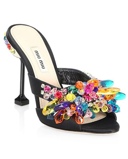 Miu Miu crystal-embellished pumps, slingbacks, flats #shoes #rainbow