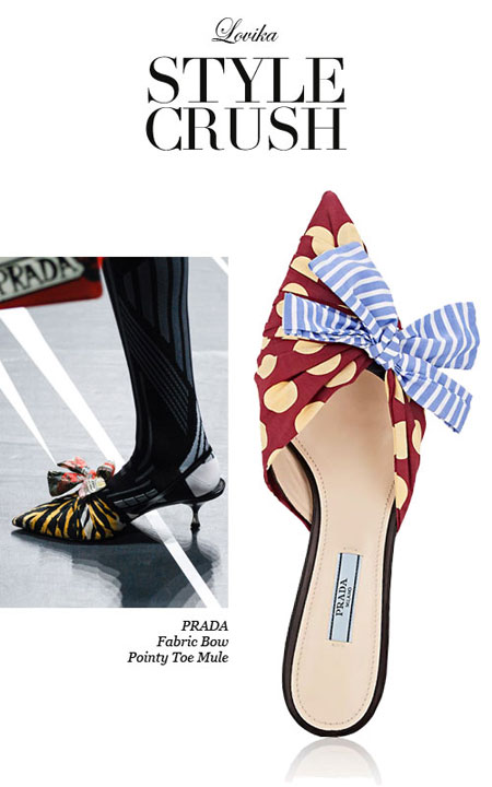 Prada large bow pointy-toe slingback sandal #pumps