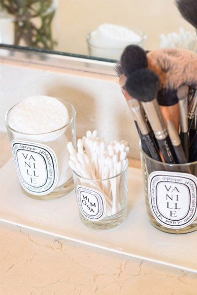 LOVIKA | 40 Decor Ideas to Reuse Your Diptyque Candles Jars - How to recycle and make it stylish #bathrooms
