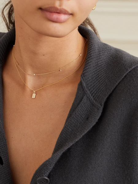 designer initial pendant gold necklace